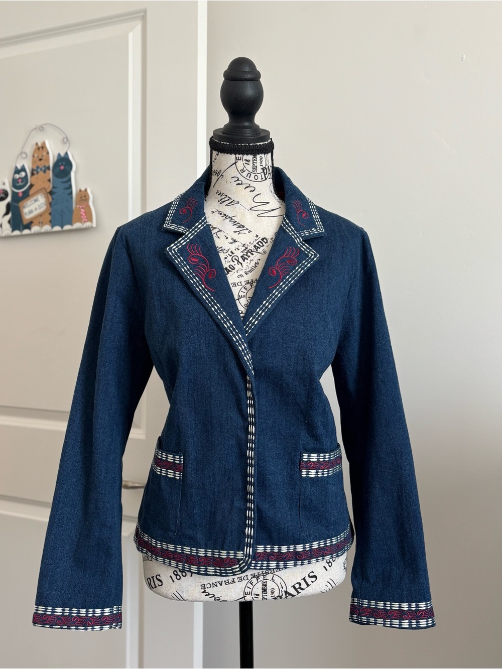 Vintage Appleseed's Embroidered Denim Blazer Jacket